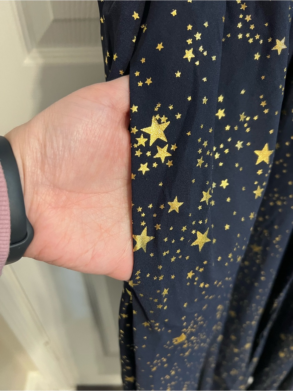 BloomChic Navy and Gold Star-Print High-Low Midi Dress - Picture 7 of 9